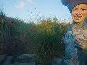 Real Life EXTREME tattoo couple public fuck in outdoor hot spring, deepthroat blowjob 6/16