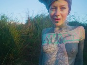 Real Life EXTREME tattoo couple public fuck in outdoor hot spring, deepthroat blowjob 8/16