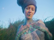 Real Life EXTREME tattoo couple public fuck in outdoor hot spring, deepthroat blowjob 9/16