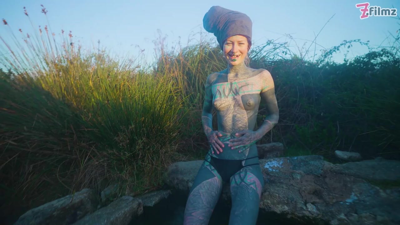 Real Life EXTREME tattoo couple public fuck in outdoor hot spring,  deepthroat blowjob