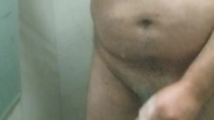 Daddy jerks off and cums in my bathroom at work