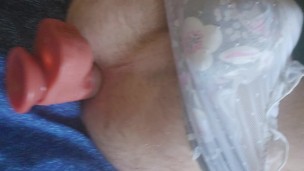 Thrusting dildo anal with ass to mouth