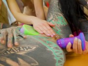 BIG TOY ORGY with 4 hot and cute lesbians - pussy licking, toys in cunts and ass, moaning, playfull fuck 2/16