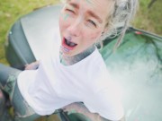 Rough Anal Fuck and A Cumshot for Hot Car Wash with Tattooed Woman - Naughty Outdoors Adventure 6/16