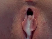 18 year old pushes out massive creampie and makes pussy fart after 1st threesome 13/16