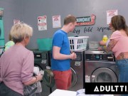 Horny MILFs DEVOUR DICK At The Laundromat! 4/16
