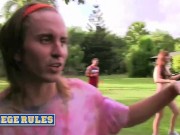 COLLEGE RULES - Wild College Students Play An Outdoorsy Game Of Kickball Naked And Wet 1/16