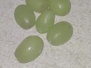 Smashing juicy grapes under my big toes close up under and side pov 10/16