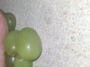 Smashing juicy grapes under my big toes close up under and side pov 11/16