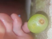 Smashing juicy grapes under my big toes close up under and side pov 15/16