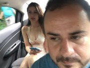 hot girl puts the lush in her pussy and the uber driver controls her lush 1/16