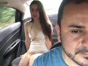 hot girl puts the lush in her pussy and the uber driver controls her lush 6/16