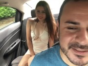 hot girl puts the lush in her pussy and the uber driver controls her lush 8/16