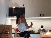 Petite and Horny Tattooed Brunette throws a House Party for a Try on Haul with Thongs and No Panties 11/16