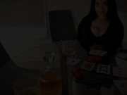 POV Cute girl gives you blow job under the table after loosing poker 2/16
