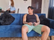 I surprise my stepmother with a blowjob while she rests on my legs 1/16