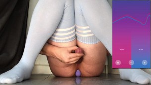 Huge hands free cumshot sissygasm