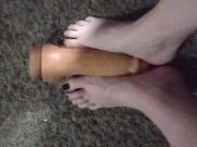 Giving a big fat long dildo a foot job barfoot 10/16