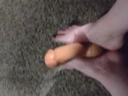 Giving a big fat long dildo a foot job barfoot 16/16