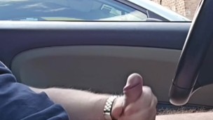 Risky Parking. Play with my hard cock