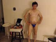 He is Posing in a Sparkly Blue Bikini Brief for Money! 16/16