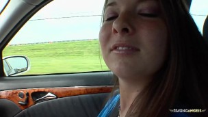 Always eager to fuck with handsome strangers the cute brunette babe enjoys an arousing coitus