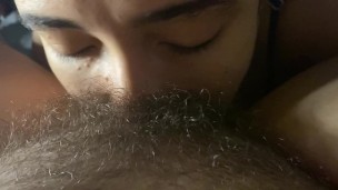 lesbian sucking very hairy and wet pussy