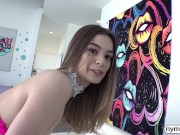 NYMPHO Adorable spinner Molly Little has her tiny hole stretched out 5/16