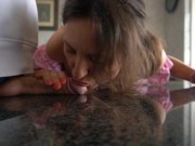 Cock on the table, babysitter trying for a raise 7/16