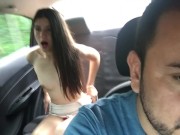 beautiful journalist changes clothes in the back seat of the uber 2/16