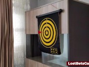 A friendly game of strip dart with one sexy redhead and her friend 15/16