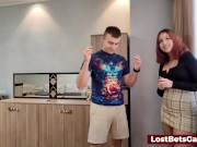 A friendly game of strip dart with one sexy redhead and her friend 2/16