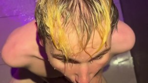 Straight friend fucks his buddy in the public shower after the sauna