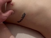 I touched his balls and I felt that they were full he had to empty them on my small tits 1/16