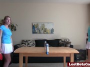 Pussy licking and machine fucking for a hot lesbian on the bed 3/16