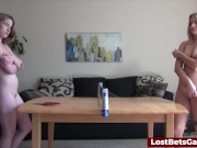 Pussy licking and machine fucking for a hot lesbian on the bed 5/16