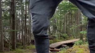 Jerking off on public hiking trail