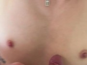I come out of my shower and he cums on my small tits 4/16