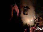 milf pisses standing in a bonfire 12/16