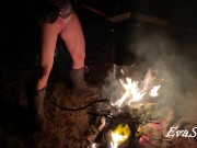 milf pisses standing in a bonfire 3/16