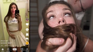 WE FOUND HER ON TIKTOK - College Cutie WRECKED By Two Big Cocks ...