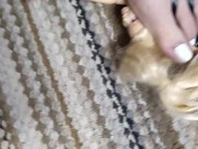 Stomping barbie well she is stuck between my barefoot and my sandals (multiple shoes) 4/16