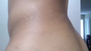 Black stocky boy plays with ass and hole