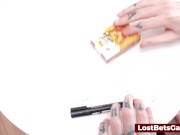 Two sexy friends playing a strip game and turns wild when sex toys are thrown in 5/16