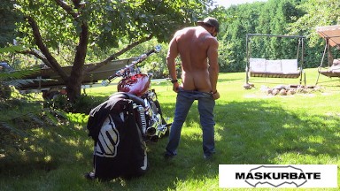 Sexy Zack Lemec Solo Outdoor Jerk On Motorcycle - Maskurbate