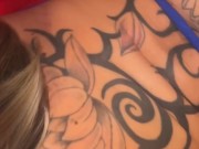 Wife in fishnet dress fucks a married friend 13/16