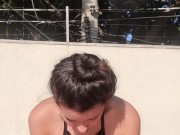 training semi-naked on the balcony 7/16