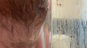 Daddy washes cock in shower