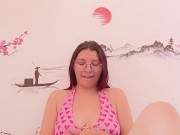 English jerk off instruction: cum on my tits 3/16