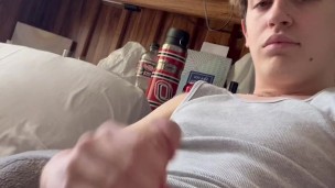 Twunk in Wifebeater beats his Meat